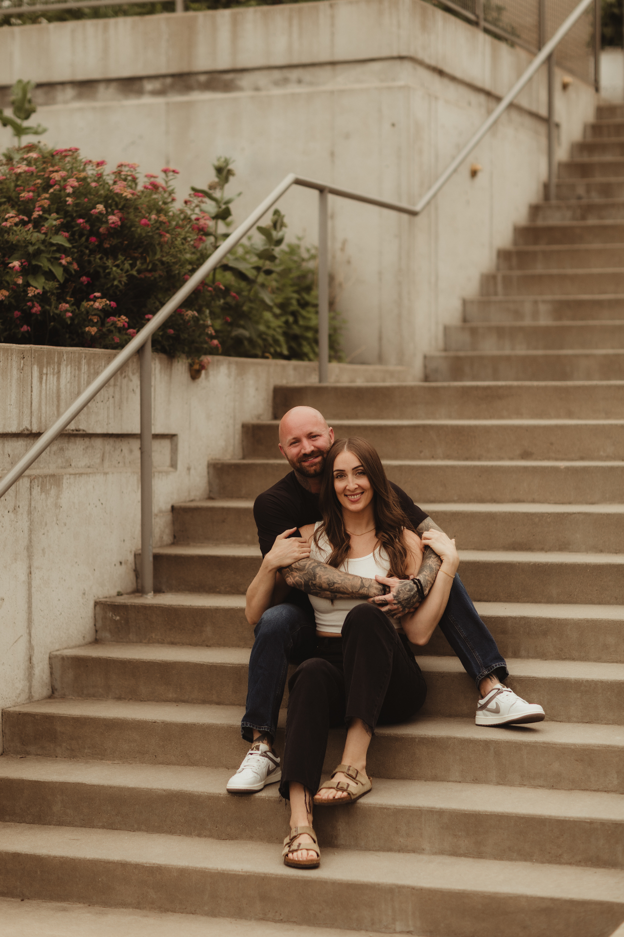 Michael and his wife on the steps